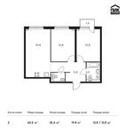 Планировка 2-комнатной квартиры, 60,5 м2