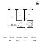 Планировка 2-комнатной квартиры, 60 м2
