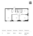 Планировка 3-комнатной квартиры, 76,5 м2