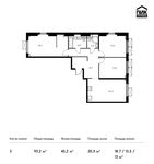 Планировка 3-комнатной квартиры, 93,2 м2