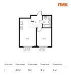 Планировка 1-комнатной квартиры, 42,1 м2
