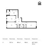 Планировка 3-комнатной квартиры, 73,7 м2