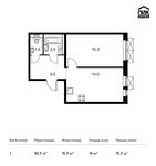 Планировка 1-комнатной квартиры, 42,3 м2
