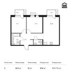 Планировка 2-комнатной квартиры, 60,4 м2