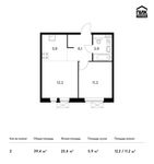 Планировка 2-комнатной квартиры, 39,4 м2