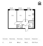 Планировка 2-комнатной квартиры, 51 м2