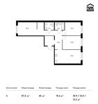 Планировка 3-комнатной квартиры, 87,5 м2