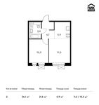 Планировка 2-комнатной квартиры, 36,1 м2