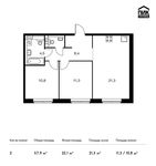 Планировка 2-комнатной квартиры, 57,9 м2