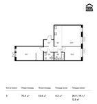 Планировка 3-комнатной квартиры, 75,3 м2
