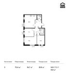 Планировка 3-комнатной квартиры, 75,4 м2