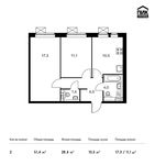 Планировка 2-комнатной квартиры, 51,4 м2