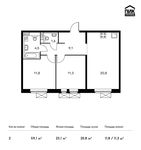 Планировка 2-комнатной квартиры, 59,1 м2