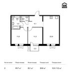 Планировка 2-комнатной квартиры, 59,7 м2