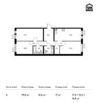 Планировка 3-комнатной квартиры, 79,8 м2