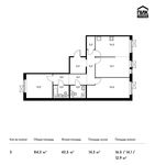 Планировка 3-комнатной квартиры, 84,3 м2