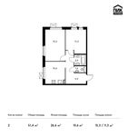 Планировка 2-комнатной квартиры, 51,4 м2
