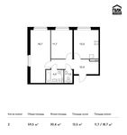 Планировка 2-комнатной квартиры, 59,5 м2