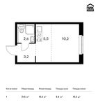 Планировка квартиры студии, 21,5 м2