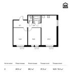 Планировка 2-комнатной квартиры, 69,3 м2