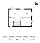 Планировка 2-комнатной квартиры, 51,7 м2