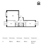 Планировка 3-комнатной квартиры, 78,4 м2