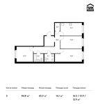 Планировка 3-комнатной квартиры, 84,8 м2