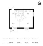 Планировка 2-комнатной квартиры, 48,3 м2