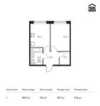 Планировка 1-комнатной квартиры, 33,9 м2