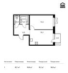 Планировка 1-комнатной квартиры, 41,1 м2