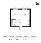 Планировка 1-комнатной квартиры, 40 м2