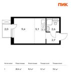 Планировка квартиры студии, 20,4 м2