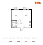 Планировка 1-комнатной квартиры, 40 м2
