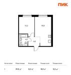 Планировка 1-комнатной квартиры, 39,8 м2