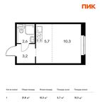 Планировка квартиры студии, 21,8 м2