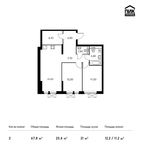 Планировка 2-комнатной квартиры, 67,8 м2