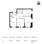 Планировка 3-комнатной квартиры, 72,4 м2