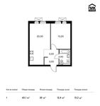 Планировка 1-комнатной квартиры, 43,1 м2