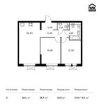 Планировка 2-комнатной квартиры, 62,6 м2