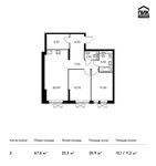 Планировка 2-комнатной квартиры, 67,6 м2