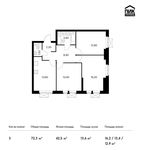 Планировка 3-комнатной квартиры, 72,3 м2