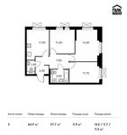 Планировка 3-комнатной квартиры, 64,9 м2