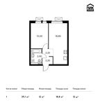 Планировка 1-комнатной квартиры, 39,1 м2