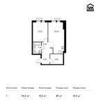 Планировка 1-комнатной квартиры, 53,2 м2