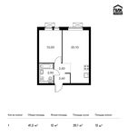 Планировка 1-комнатной квартиры, 41,2 м2