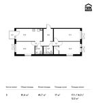 Планировка 3-комнатной квартиры, 81,2 м2