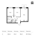 Планировка 2-комнатной квартиры, 54,4 м2