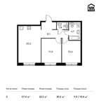 Планировка 2-комнатной квартиры, 57,4 м2
