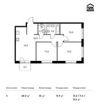 Планировка 3-комнатной квартиры, 68,4 м2