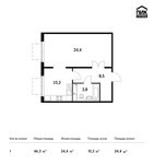 Планировка 1-комнатной квартиры, 46,3 м2